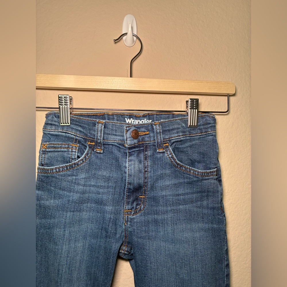 Wrangler Classic Straight Boys 7 Slim Blue Jeans - Picture 2 of 8